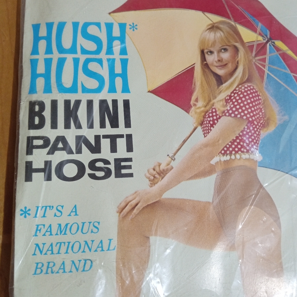 Vintage Hush Hush Bikini Pantyhose in Taupe - Picture 2 of 4